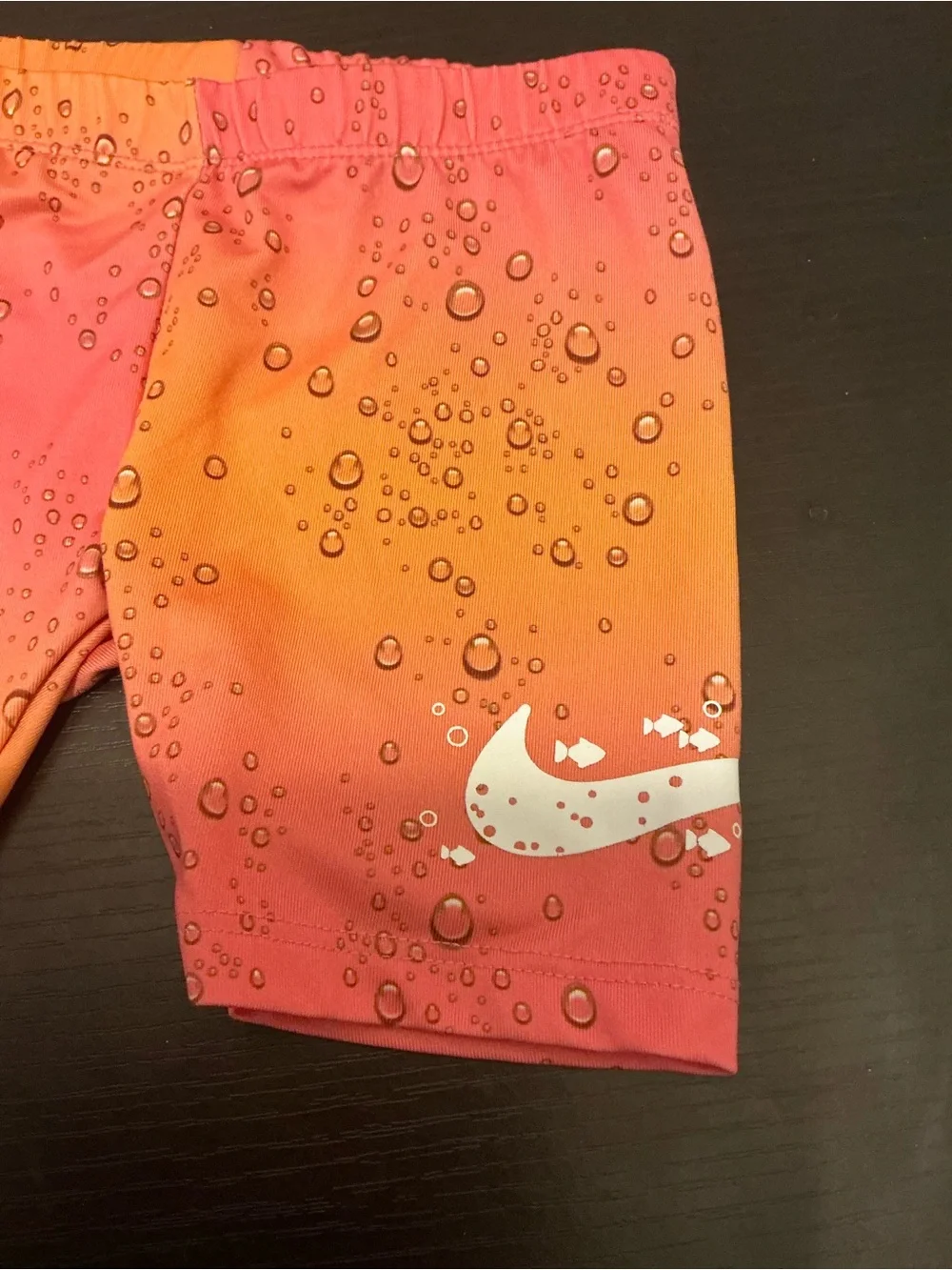 Nike Orange to Coral Gradient Kids Shorts stretch with White Swoosh
